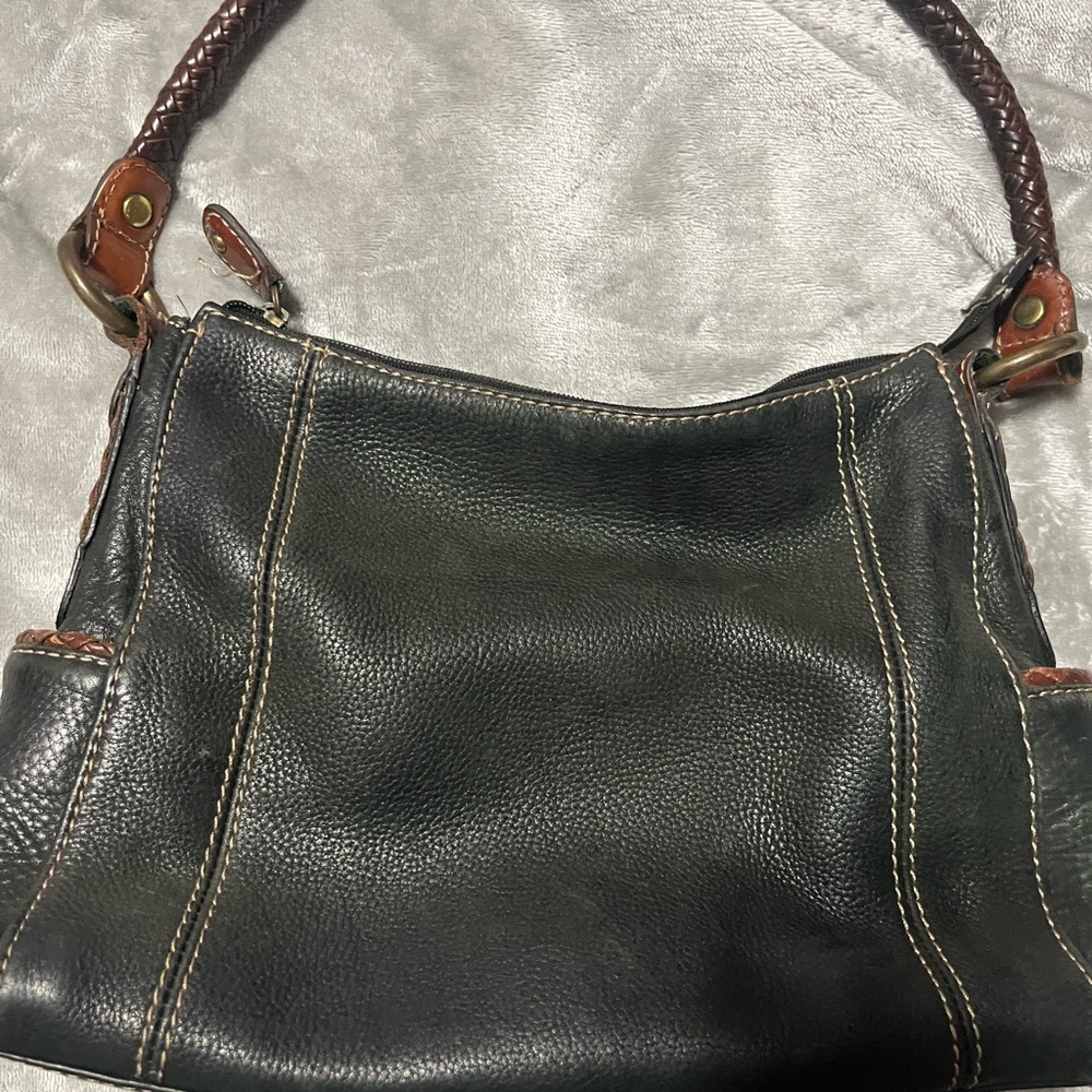 Green leather fossil bag